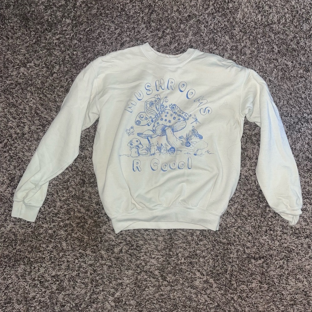 UO S mushrooms r cool crewneck